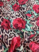 Matase Satinata Animal Print cu Trandafiri Nr.B26